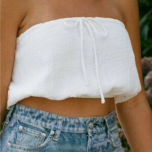 White Strapless Crop Top